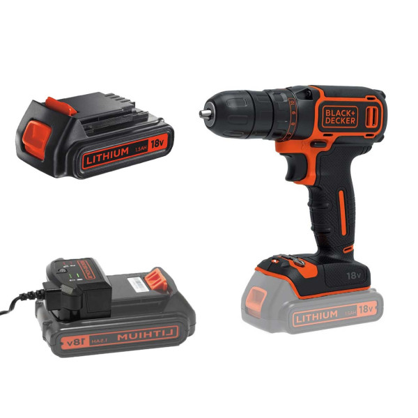 Фото - Акумуляторна дриль / гвинтоверт BLACK + DECKER BDCDC18B