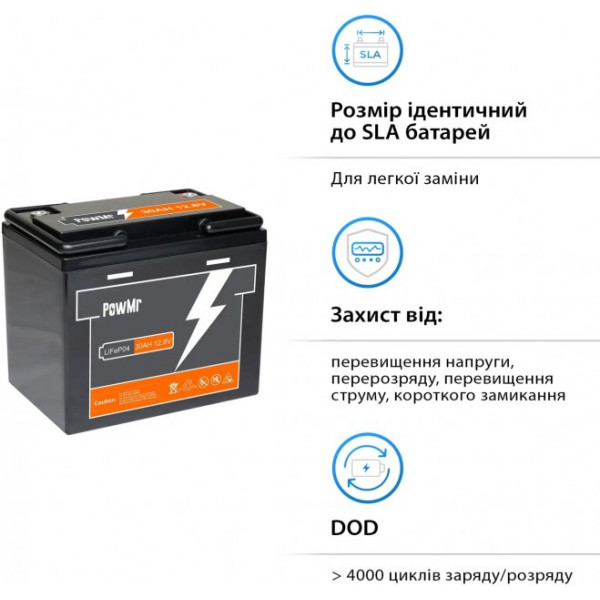 Картинка - Аккумуляторная батарея PowMr POW-30AH-12V