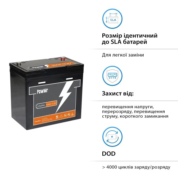 Фото - Акумуляторна батарея PowMr POW-50AH-12V