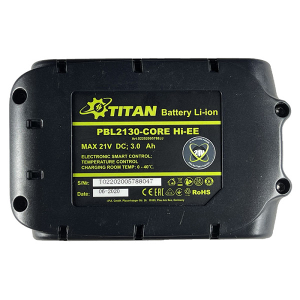 Картинка - Батарея аккумуляторная TITAN PBL2130-CORE HI EE Li-ion 21В /3,0Ач. Samsung элементы
