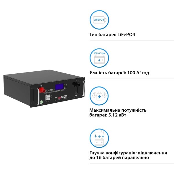 Картинка - Аккумуляторная батарея GSL ENERGY GSL51100-3U/51.2V