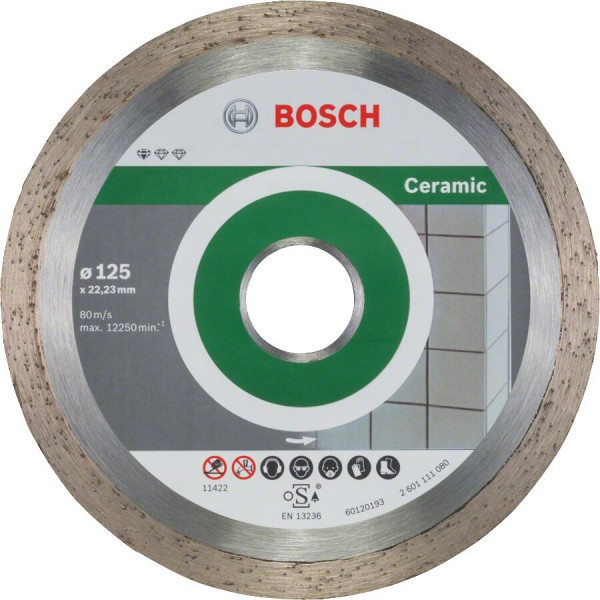 Фото - Круг алмазний відрізний Bosch PF Ceramic 125х22.23 кераміка, 10 шт
