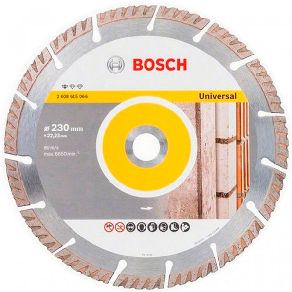 Картинка - Алмазный круг отрезной Bosch PF Universal 230х22.23 турбосегмент 10 шт (2608615066)