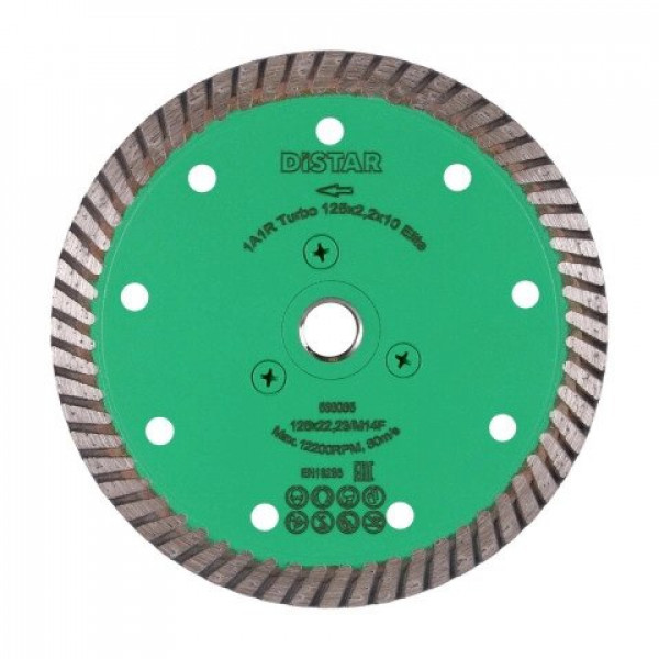 Картинка - Диск алмазный отрезной Distar Turbo 125x2,2x10x22,23/M14F Elite