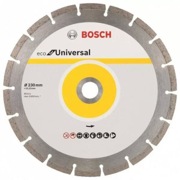 Картинка - Алмазный круг отрезной BOSCH ECO Universal 230х22.23 сегмент 10 шт (2608615044)