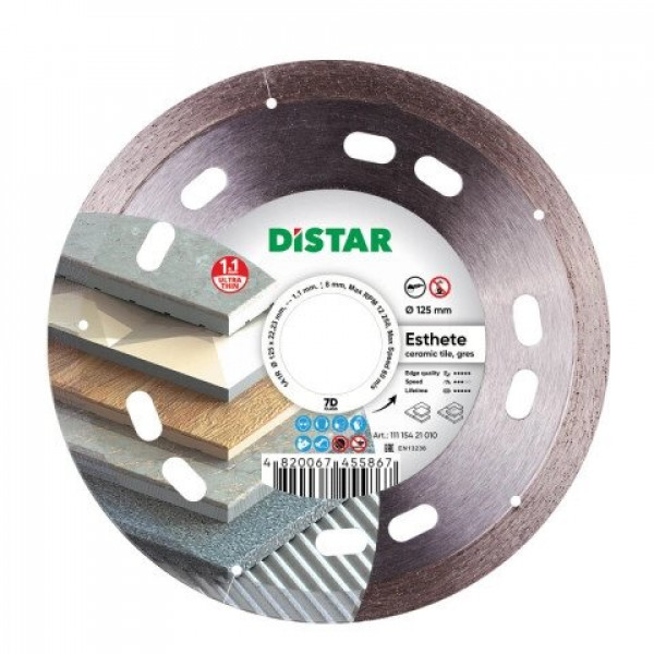 Картинка - Диск алмазный отрезной Distar 1A1R 125x1,1/0,8x8x22,23 Esthete