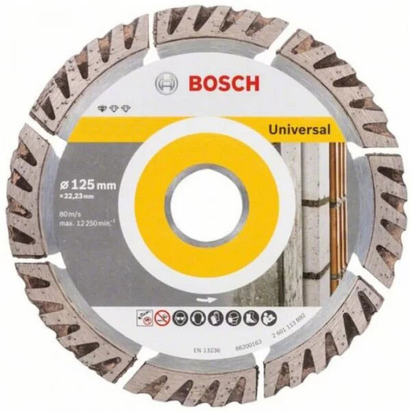 Картинка - Алмазный круг отрезной Bosch PF Universal 125х22.23 турбосегмент 10 шт (2608615060)