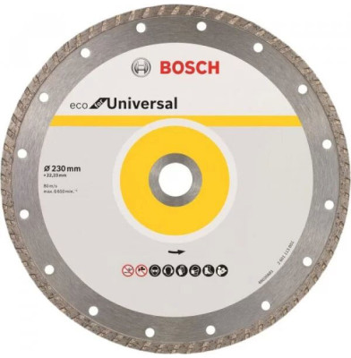 Алмазный круг отрезной BOSCH ECO Universal 230х22.23 турбо 10 шт (2608615048)