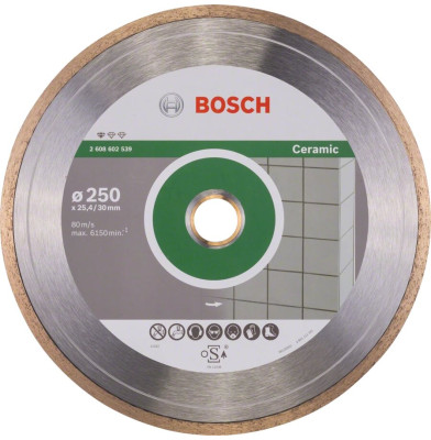 Круг алмазный отрезной Bosch PF Ceramic 250х30/25.4 керамика (2608602539)