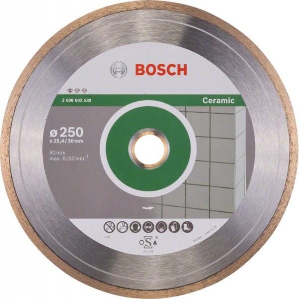 Картинка - Круг алмазный отрезной Bosch PF Ceramic 250х30/25.4 керамика (2608602539)
