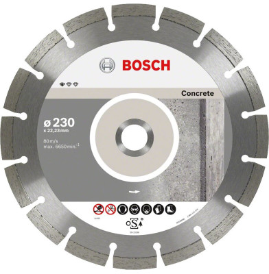 Алмазный круг отрезной Bosch PF Concrete 230х22.23 бетон 10 шт (2608603243)