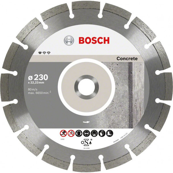 Картинка - Алмазный круг отрезной Bosch PF Concrete 230х22.23 бетон 10 шт (2608603243)
