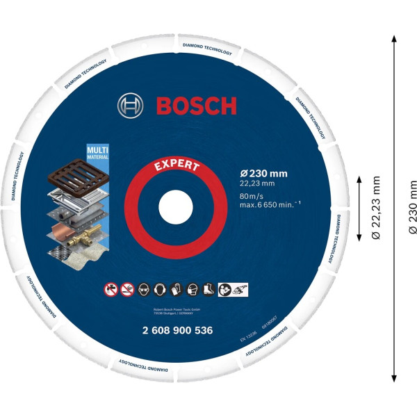 Картинка - Алмазный диск по металлу Bosch 230х22мм (2608900536)