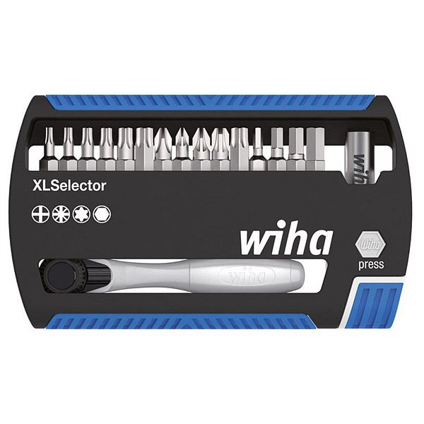 Картинка - Набор бит Wiha XL Selector W36951 с трещоткой 1/4 "для бит (17 бит, трещотка, держатель)