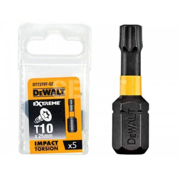 Фото - Біта ударна DeWALT DT7379T IMPACT TORSION, Т10 мм, L раб. = 25 мм, 5 штук