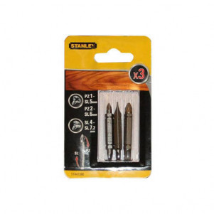 Биты  STANLEY STA61380 двусторонние Pz1-SL5; Pz2-SL6; SL4-SL7.2; L=48 мм, 3шт.