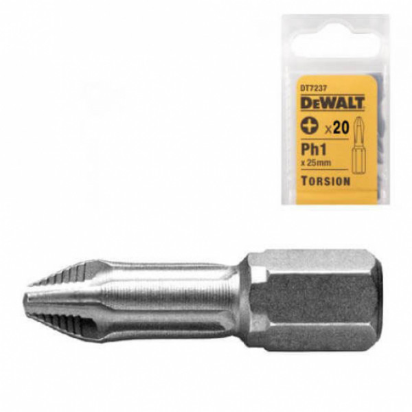 Картинка - Бита DeWALT DT7237 "Extra Grip" Ph1, L=25мм,20шт