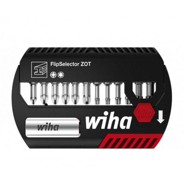 Картинка - Wiha Биты FlipSelector ZOT, 13 пр (PZ1, PZ2х2, PZ3, T10, T15, T20х2, T25х2, T30, T40) Cr (W39063)