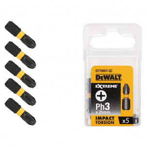 Бита ударная DeWALT DT7995T IMPACT TORSION EXTREME, Ph3 мм, L раб.=25 мм, 5 штук
