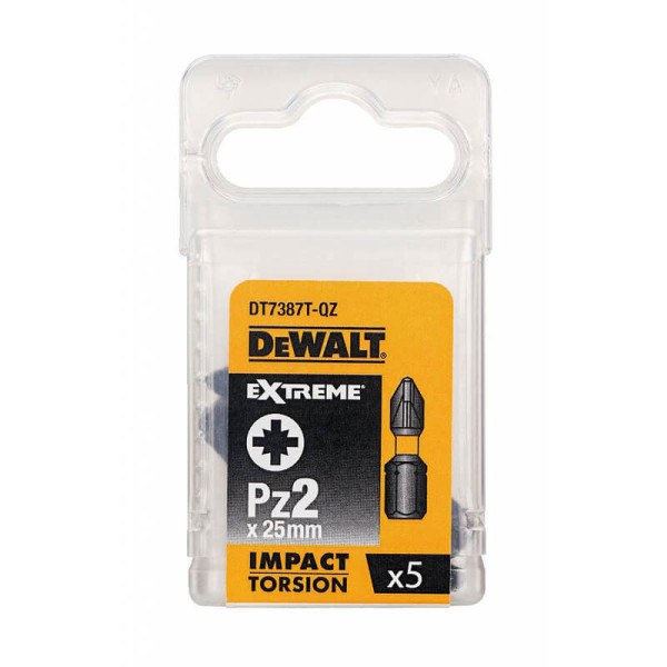 Фото - Біти ударні DeWALT DT7387T IMPACT TORSION EXTREME, PZ2, L = 25 мм, 5 штук