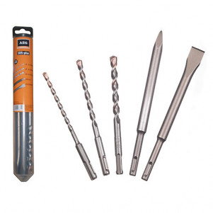 Набор долот и буров AEG 4932352653 SDS Plus с 2 режущими кромкам, 5 шт: буры 6 8 10х160, долото острое, плоское
