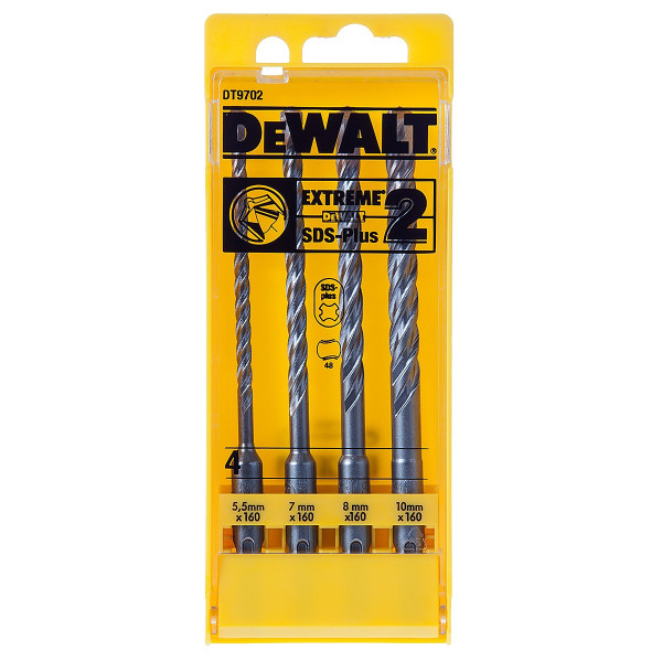 Картинка - Набор буров DeWALT DT9702 SDS-Plus EXTREME2 (4 шт) 5.5 мм, 7 мм, 8 мм, 10 мм