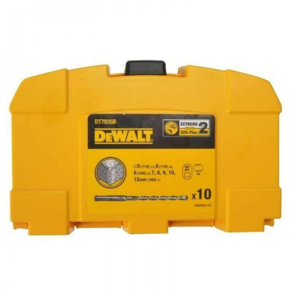 Картинка - Набор буров DeWalt DT7935B SDS-Plus 10 шт (5 мм, 6 мм, 7 мм, 8 мм, 9 мм, 10 мм, 12 мм)