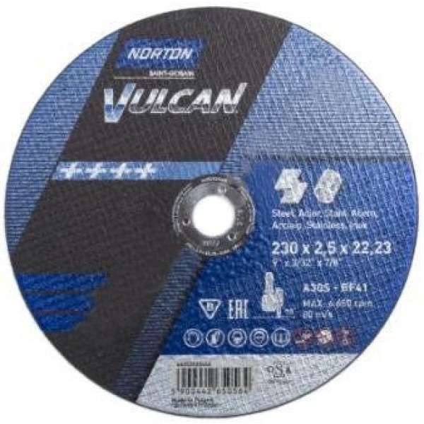 Картинка - Диск отрезной по металлу Norton Vulcan 230х22.2 70V107