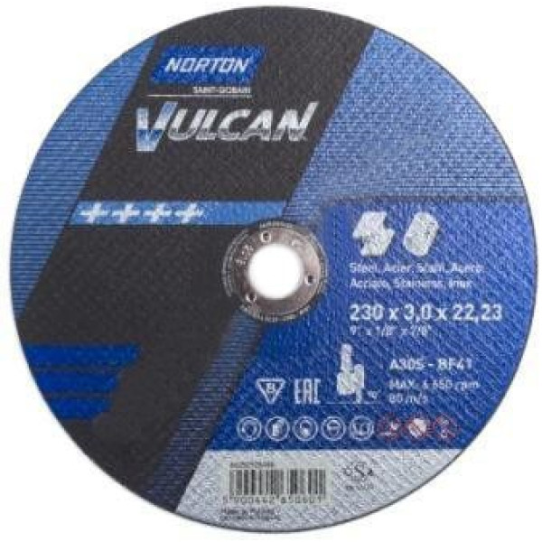 Картинка - Диск отрезной по металлу Norton Vulcan 230х22.2 70V108