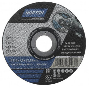 Диск отрезной по металлу Norton 115х22.2