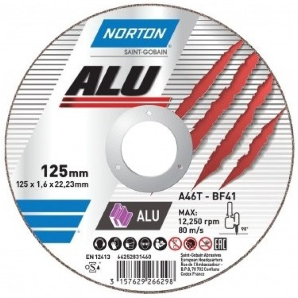 Картинка - Диск отрезной по алюминию NORTON-Alu A46N 230х22.2x1.9