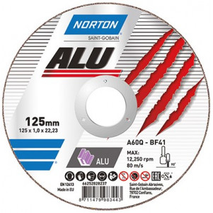 Диск отрезной NORTON-Alu A60Q 125х22.2х1.0