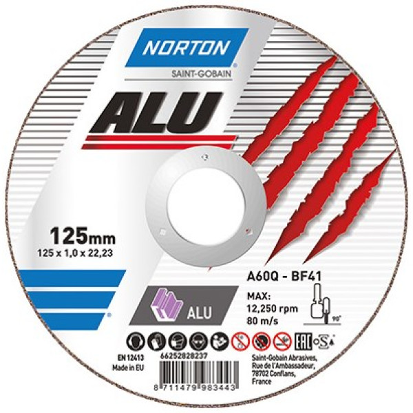 Картинка - Диск отрезной NORTON-Alu A60Q 125х22.2х1.0