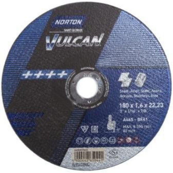Картинка - Диск отрезной по металлу Norton Vulcan 180х22.2 70V105