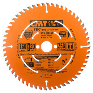 Пильный диск по ламинату с тонким пропилом CMT ITK D = 160 F = 20 (+16) Z = 56 K = 1,7 2/6/32 (273.160.56H)