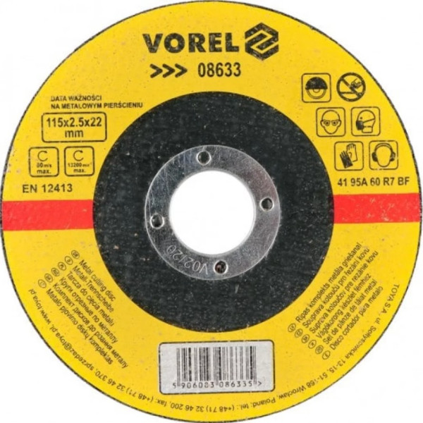 Картинка - Диск отрезной по металлу 115х2.5х22 VOREL 8633