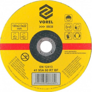 Диск відрізний по металу 180х2.5х22 VOREL 08638