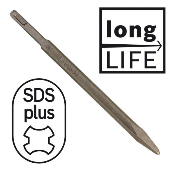 Картинка - Зубило пиковое Bosch Long Life SDS+ 250 мм, 10 шт