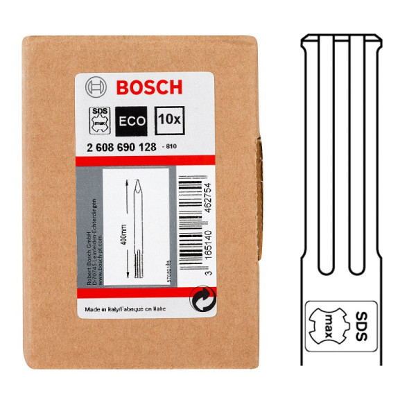 Фото - Зубило пікове Bosch Standart SDS-max 400 мм, 10 шт