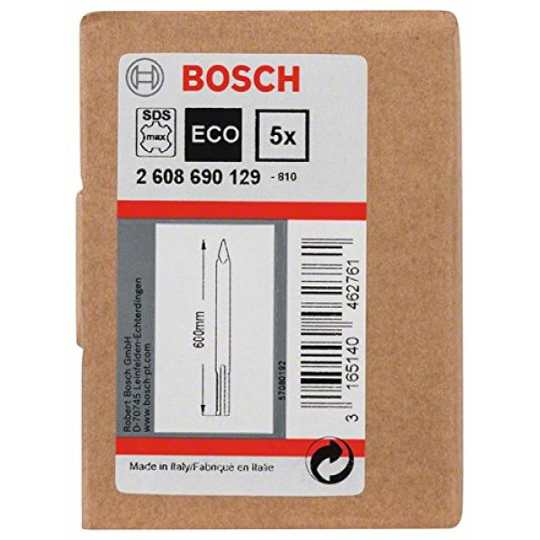 Фото - Зубило пікове Bosch Standart SDS-max 600 мм, 5 шт