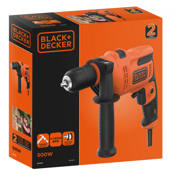 Картинка - Дрель сетевая ударная BLACK+DECKER BEH200