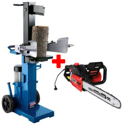 Дровокол гидравлический Scheppach HL 1010 (380) + цепная электропила Utool UES-22