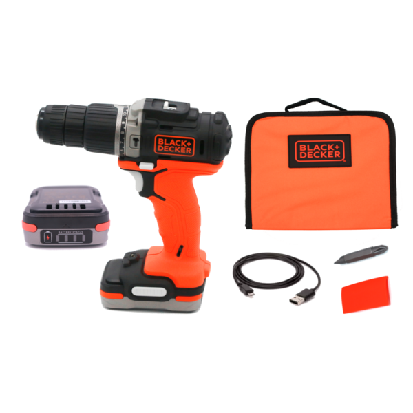 Картинка - Аккумуляторная дрель-шуруповерт с ударом BLACK+DECKER BDCHD12S1