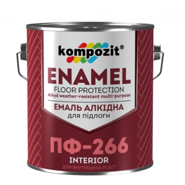 Картинка - Эмаль алкидная Kompozit ПФ - 266 красно-коричневая 2.8 кг