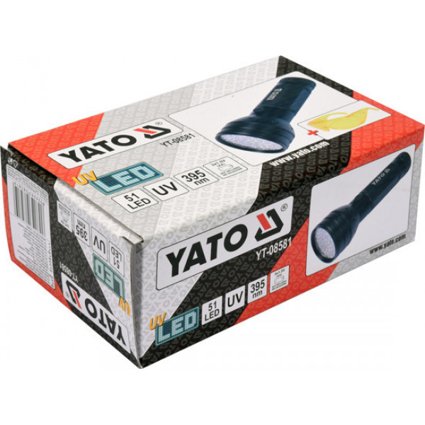 Картинка - Фонарь ультрафиолетовый с очками, для обнаружения протекания жидкости, проверки банкнот YATO YT-08581