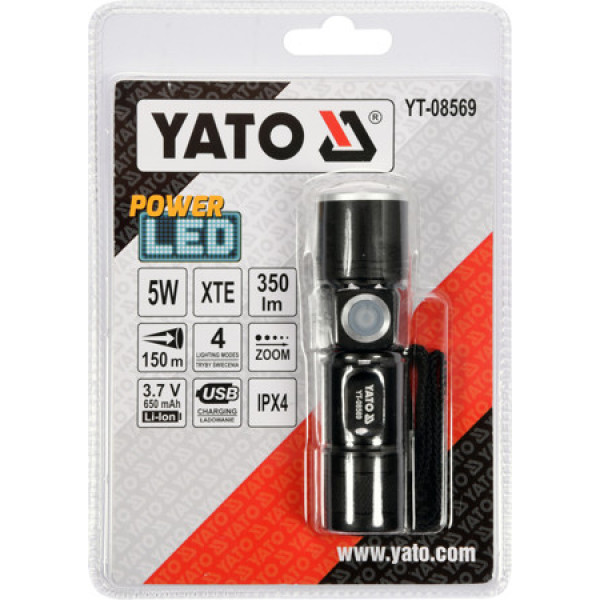 Картинка - Фонарь светодиодный аккумуляторный XTE CREE YATO YT-08569