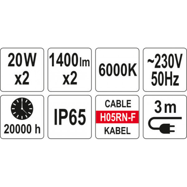 Фото - Прожектори 2 LED-діодні на штативі YATO YT-81789