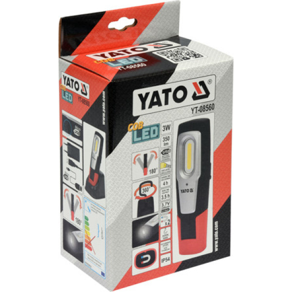 Картинка - Фонарь светодиодный COB LED аккумуляторный YATO YT-08560