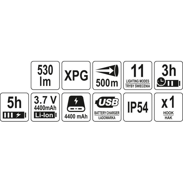 Картинка - Фонарь LED-диодный аккумуляторный с ручкой YATO YT-08579