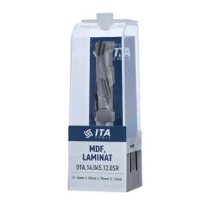 Фреза алмазная ITA DIA Z1+1 D=14 I= 45 L= 94 S=12x40 RH 5PCD+1 HM H2,5 3 helix DTA.14.045.12.0SRE